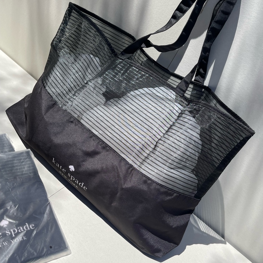 (new+tag) Kate Spade large tote classic black mesh size 24.5x14.5 inch - Picture 9 of 11